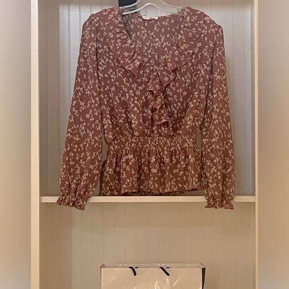 Blu Pepper Tops - Blu Pepper Floral Ruffle Long Sleeve Blouse | M